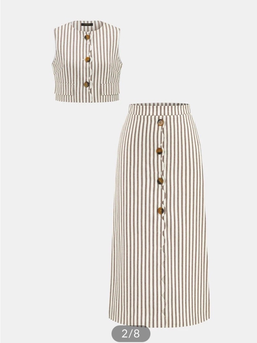 Not for sale. Commense Striped Beige and Brown Maxi Skirt Set - Picture 2 of 10